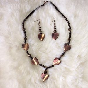 Heart necklace and earrings set